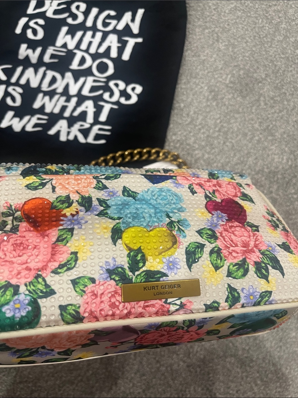 Kurt Geiger Floral Appliqué Chain Shoulder Bag - Multicolor beautiful /flowers - Picture 4 of 13